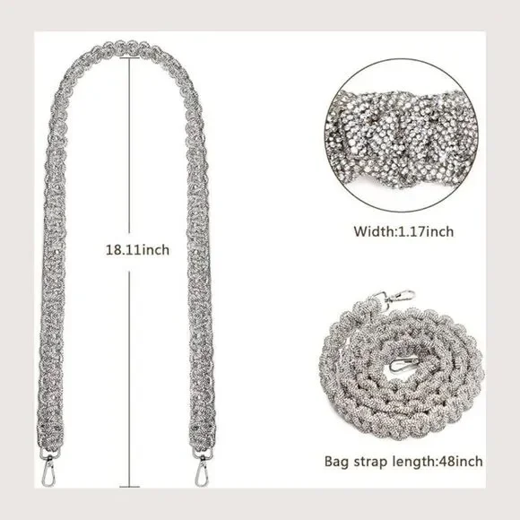 Gold Sparkle Rhinestone Crystal Handbag STRAP - Picture 8 of 12